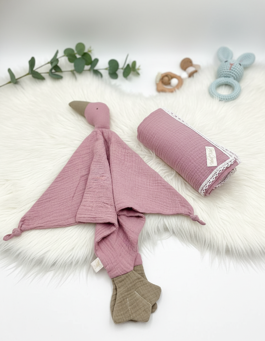 From gentle muslin swaddles and adorable baby comforters to warm, breathable blankets, each piece is crafted with care using soft, natural fabrics that are safe for newborn skin.