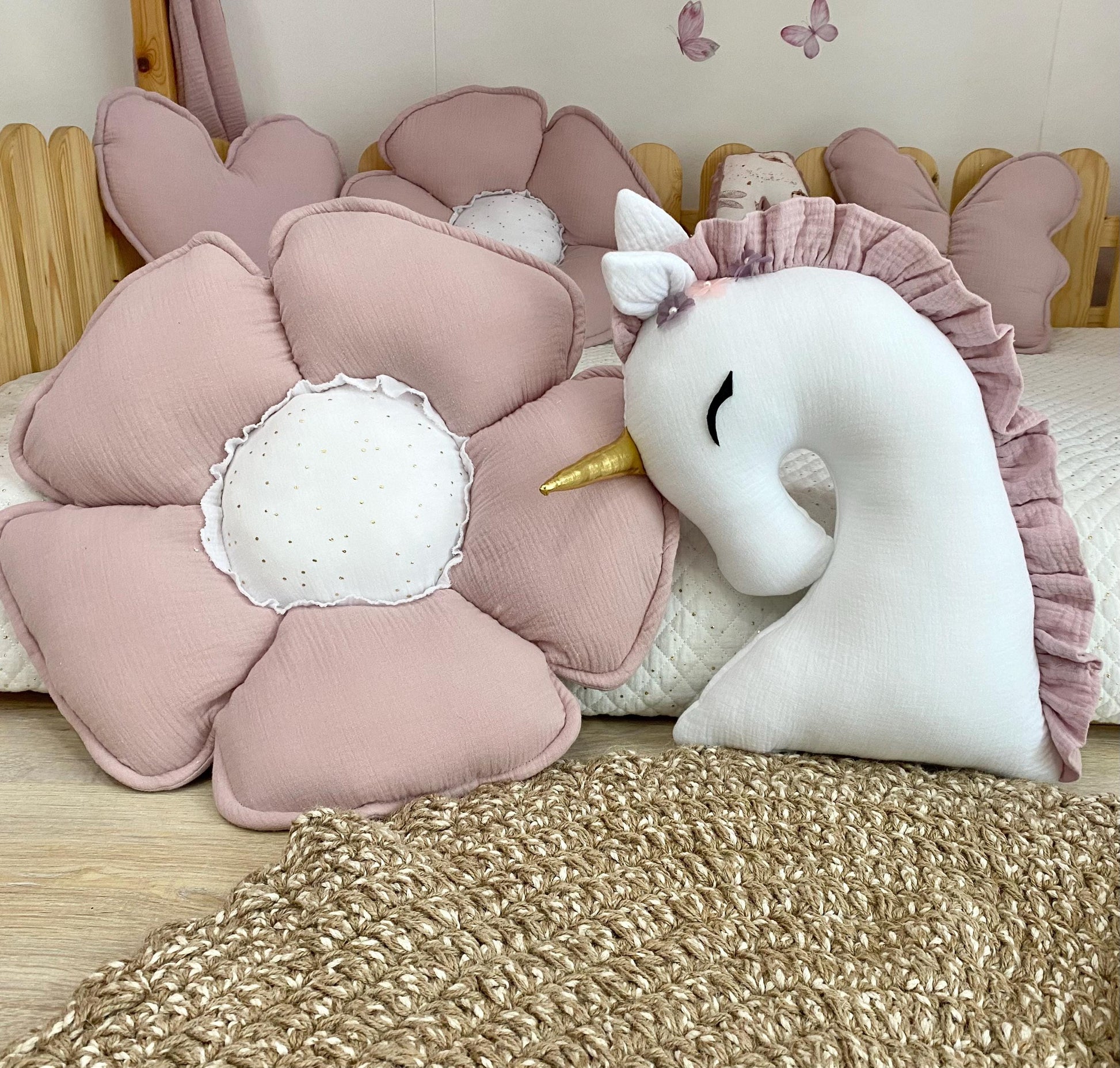 Kids Decorative Unicorn Pillow, , Romantic Themed Children's Room