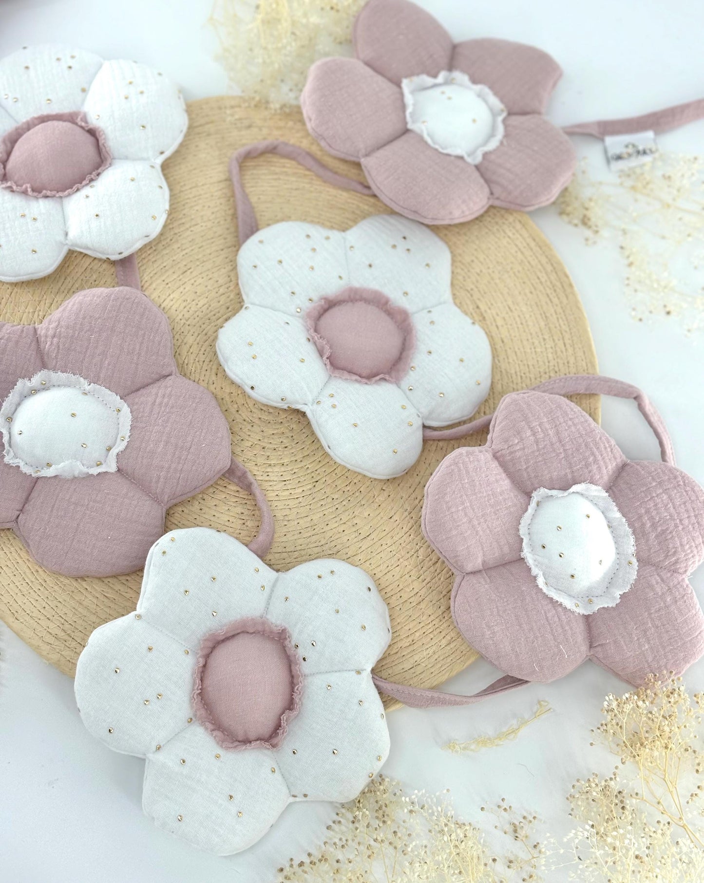 Boho cotton muslin garland ,Kids garland with flowers