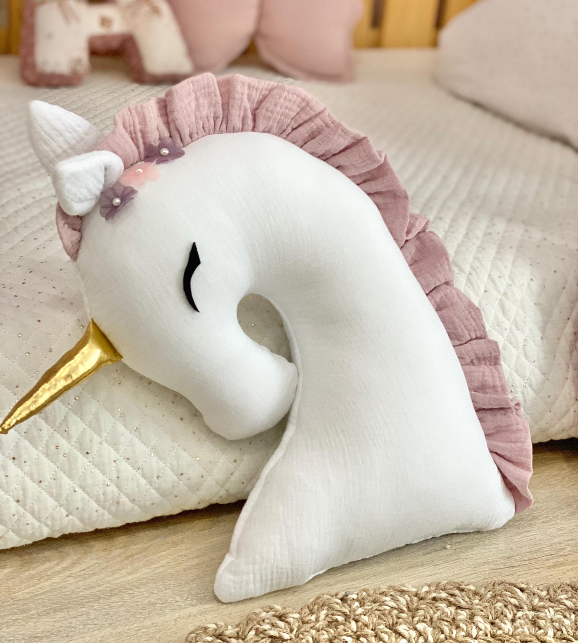 Kids Decorative Unicorn Pillow, , Romantic Themed Children's Room