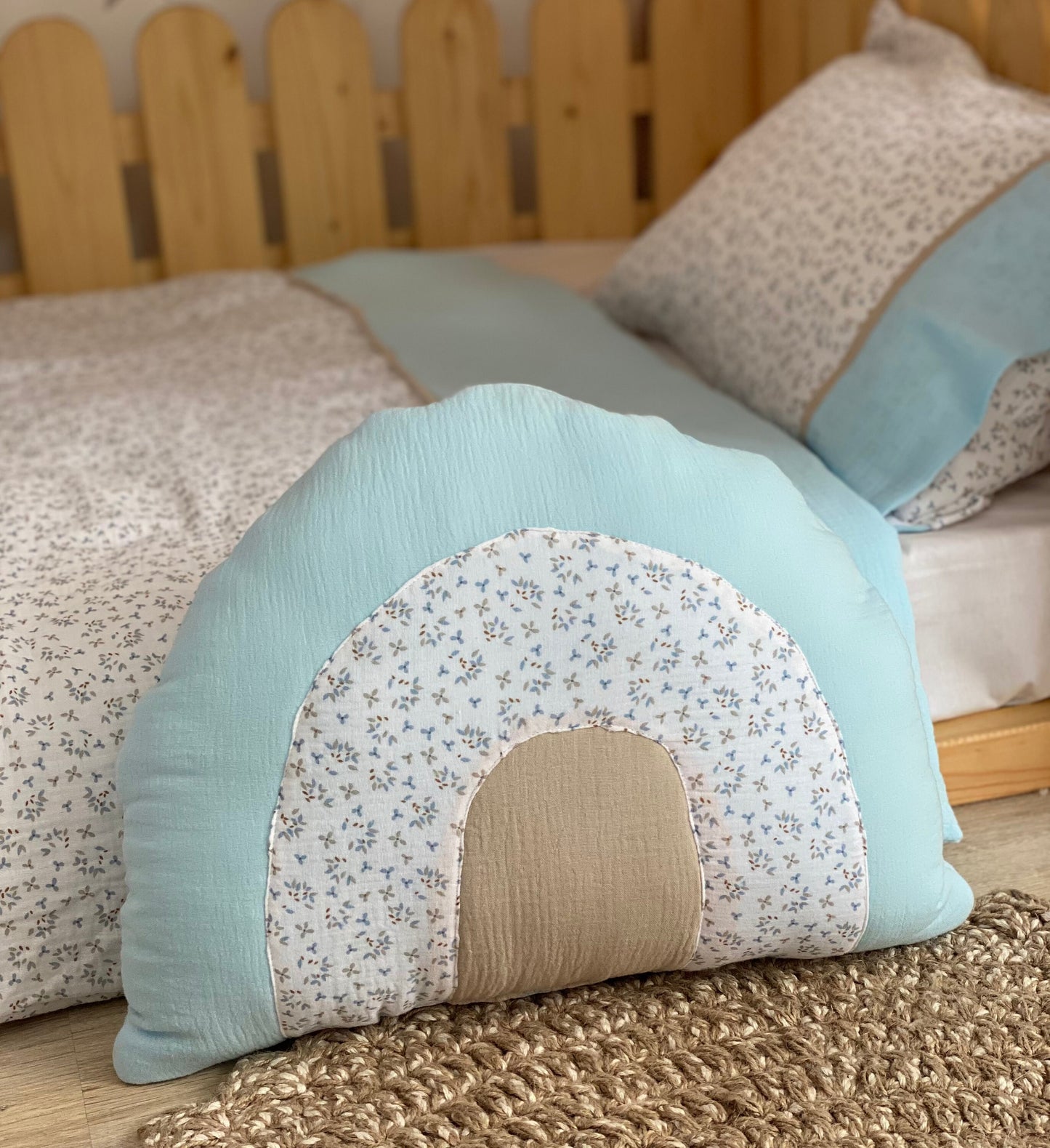 Kids Decorative Pillow Rainbow, Kids Room Decor Cushion Moon