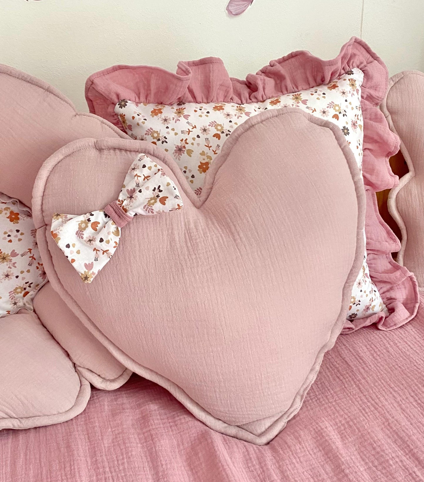 Kids Decorative Butterfly Pillow, Kids Room Decor Cushion with ruffles