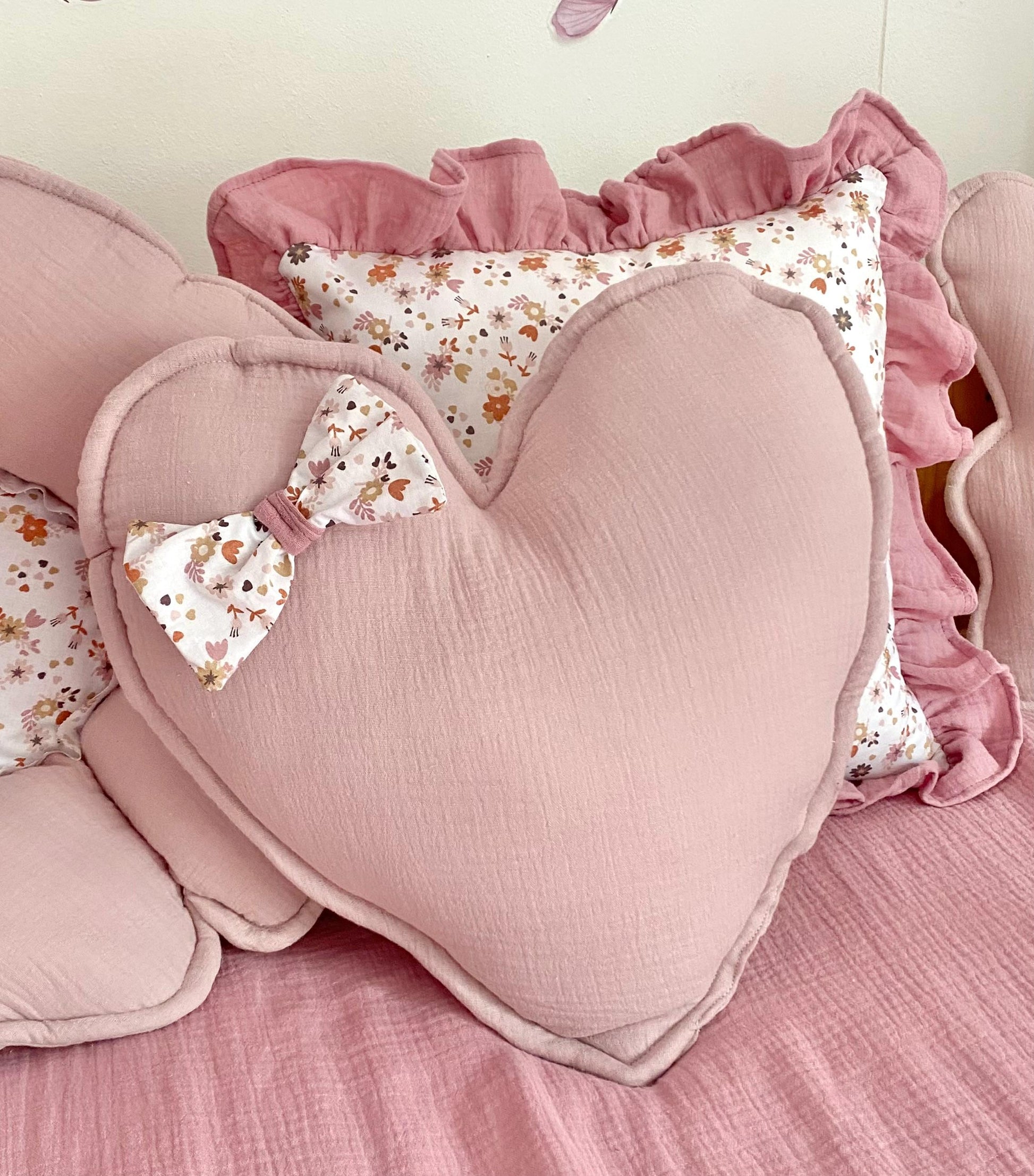 Kids Decorative Butterfly Pillow, Kids Room Decor Cushion with ruffles