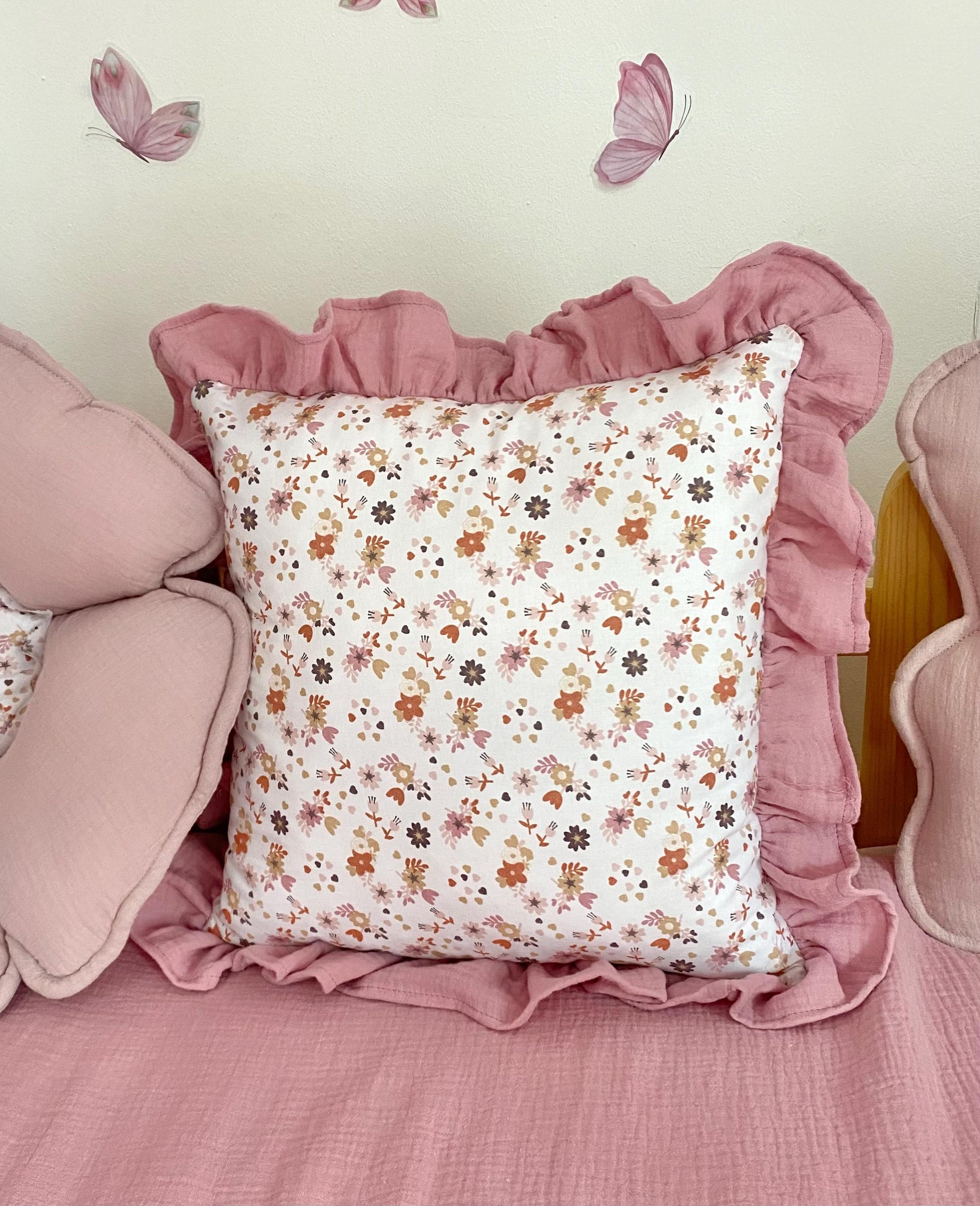 Kids Decorative Butterfly Pillow, Kids Room Decor Cushion with ruffles