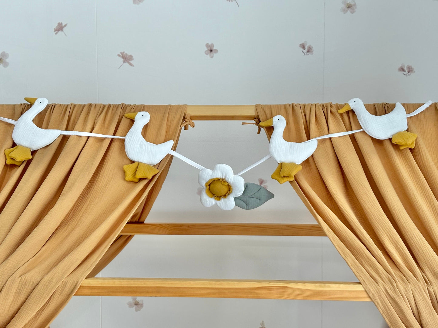 Boho cotton muslin garland , Nursery garland flowers