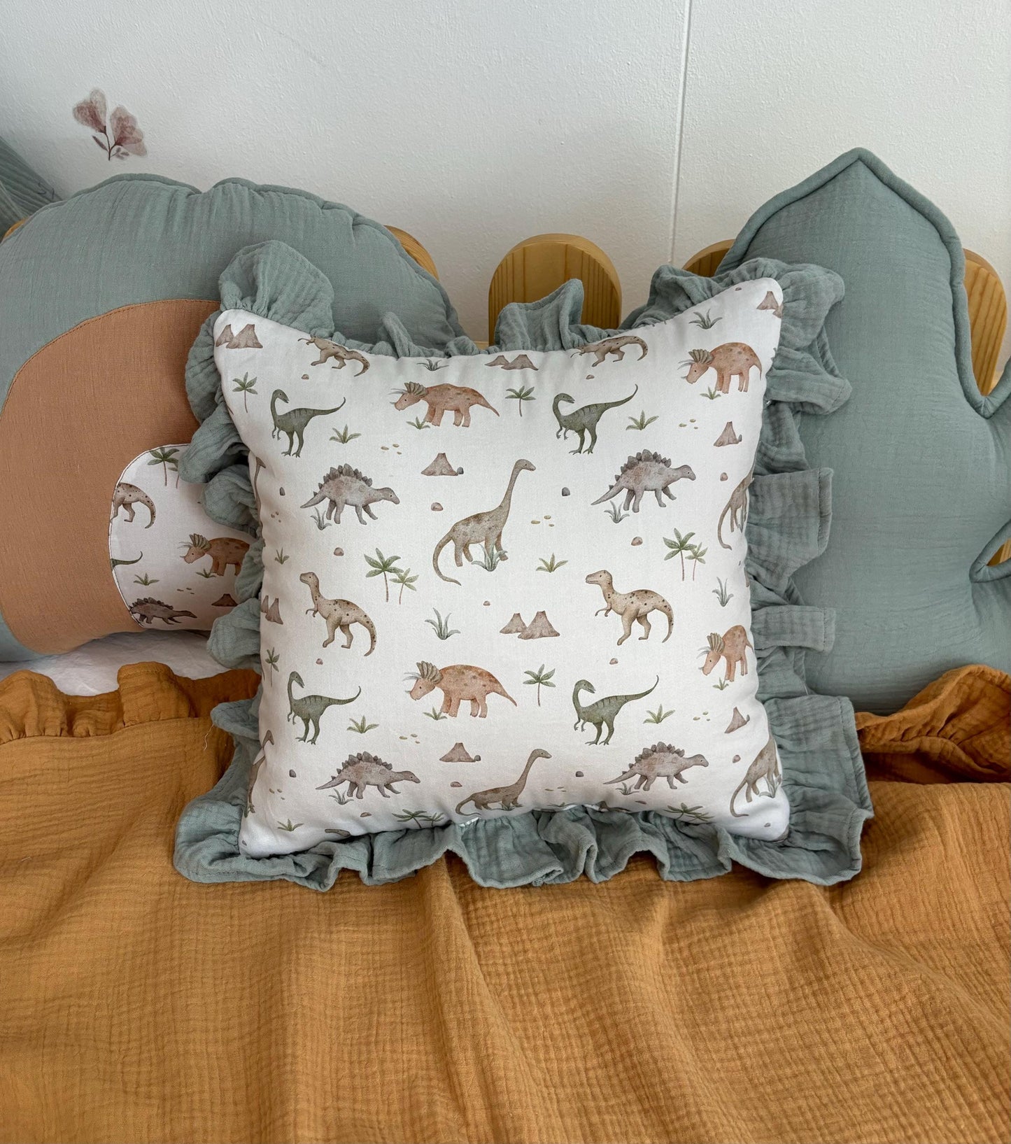 Kids Decorative Dino Pillow, Kids Room Decor Cushion Dinosaur