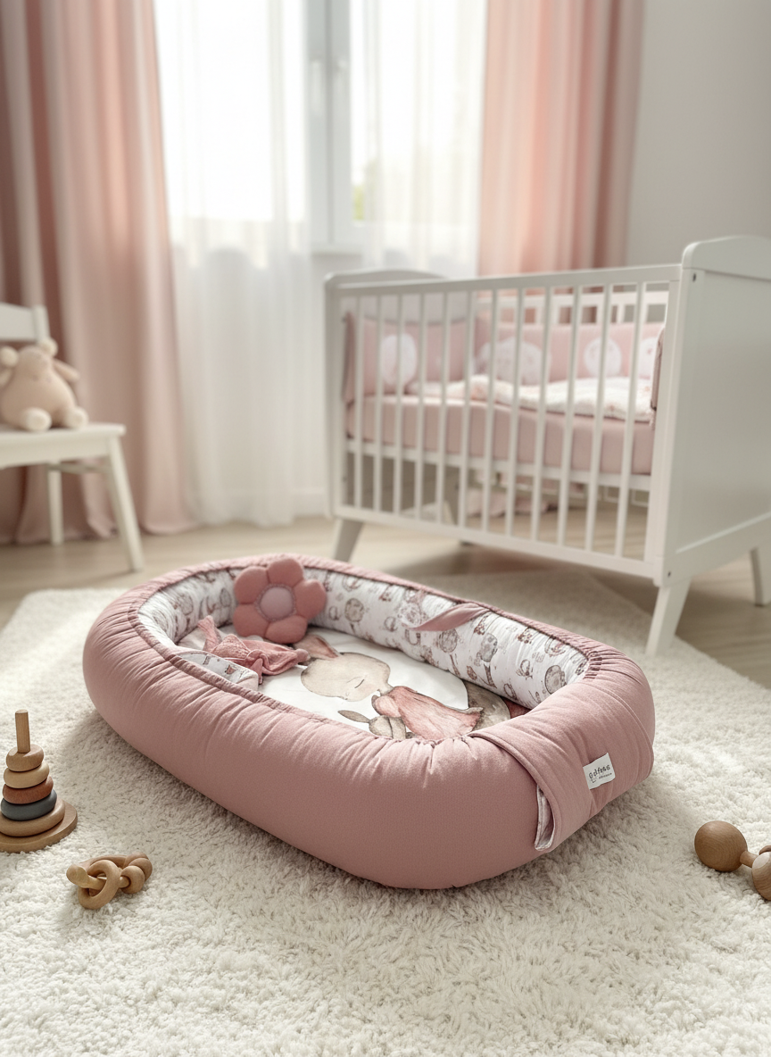 Handmade Baby Nest – Sweet Bunny | Newborn Lounger for Crib