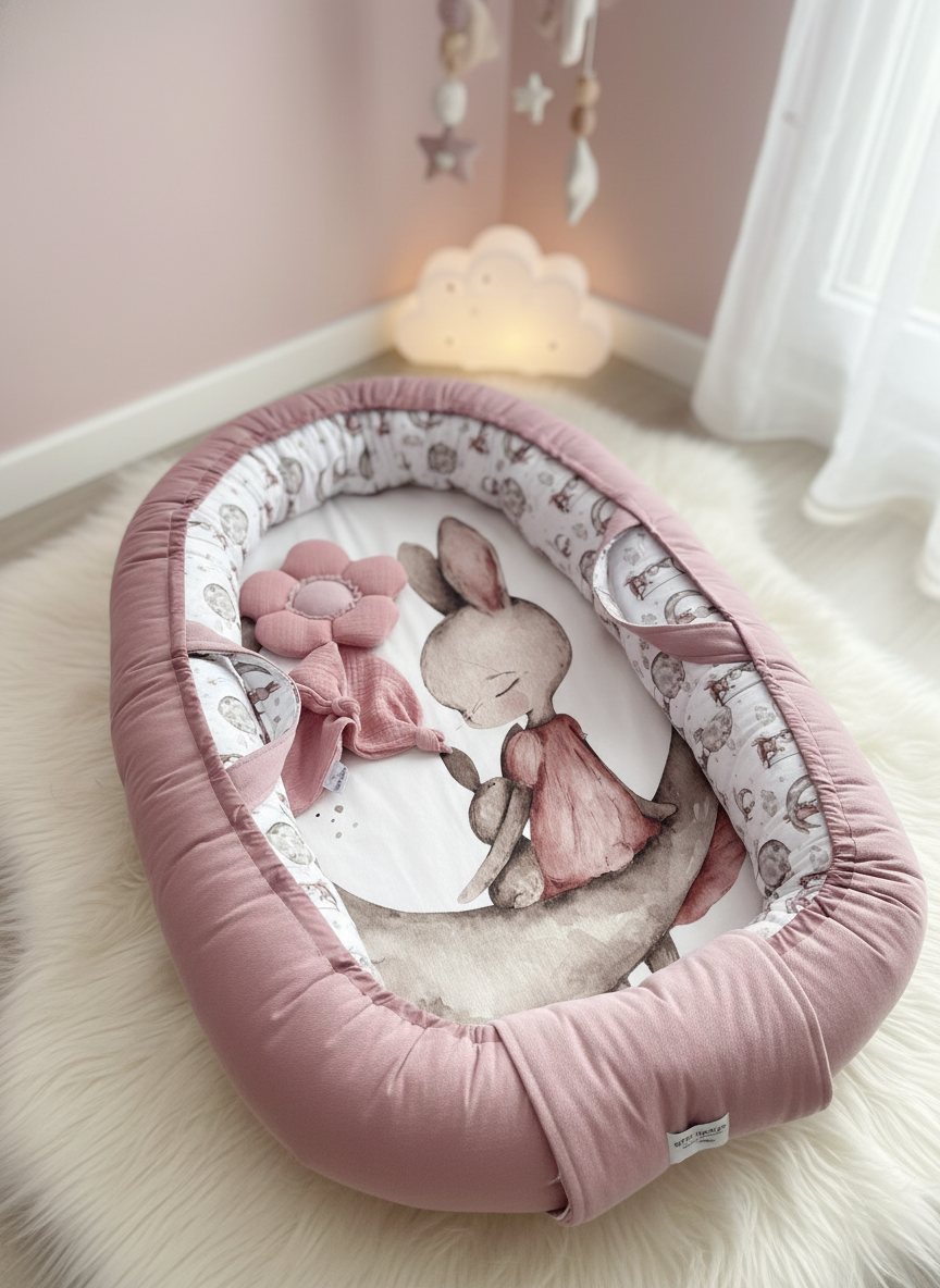 Handmade Baby Nest – Sweet Bunny | Newborn Lounger for Crib