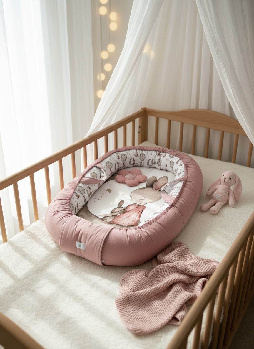 Handmade Baby Nest – Sweet Bunny | Newborn Lounger for Crib