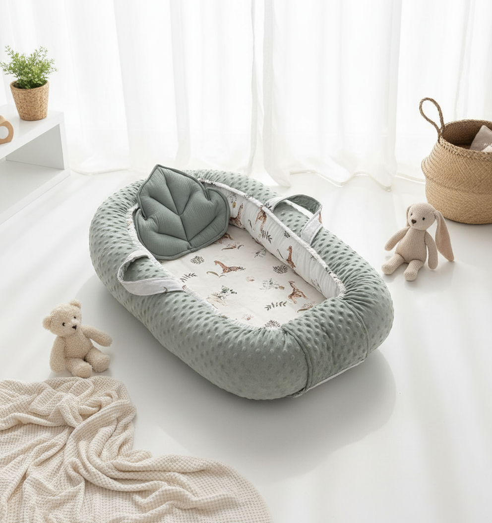Handmade Baby Nest – Safari Cotton | Newborn Lounger for Crib
