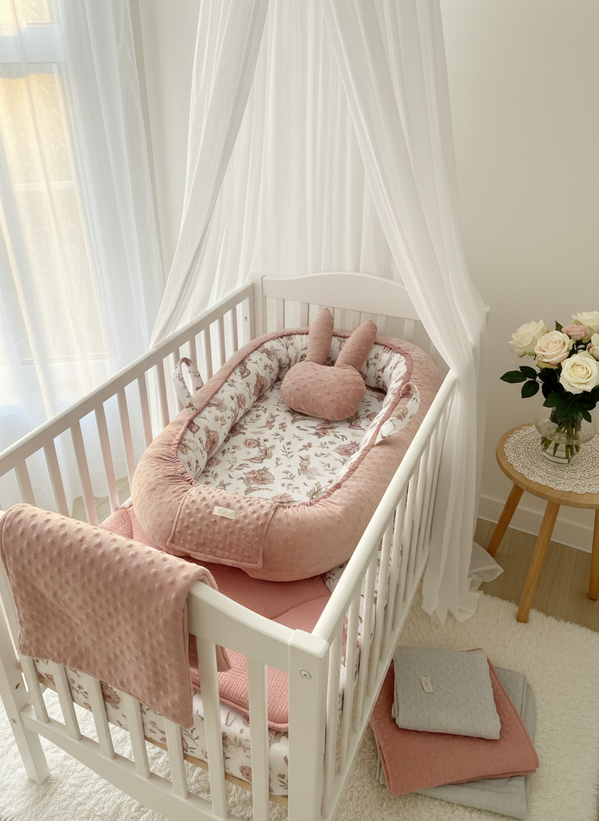 Handmade Baby Nest – Peony Cotton | Newborn Lounger for Crib