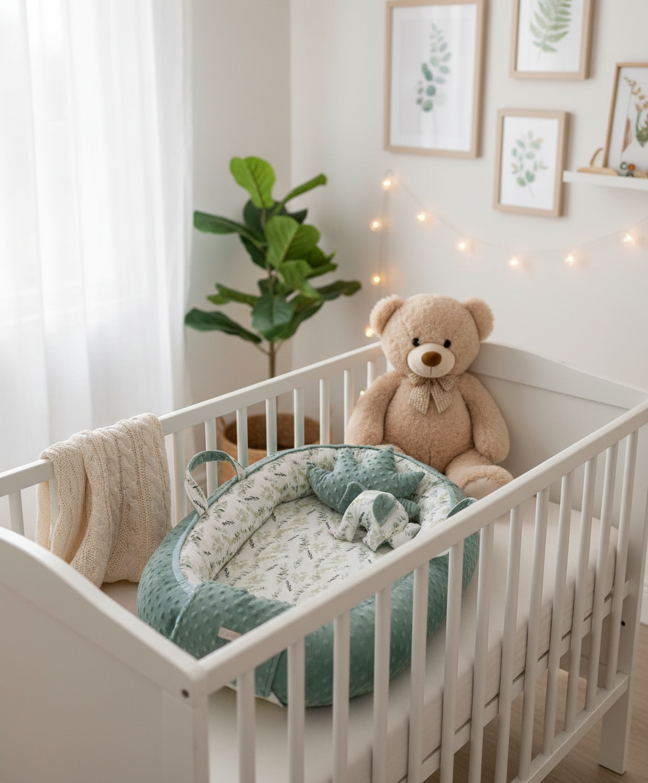 Handmade Baby Nest – Eucalyptus Cotton | Newborn Lounger for Crib