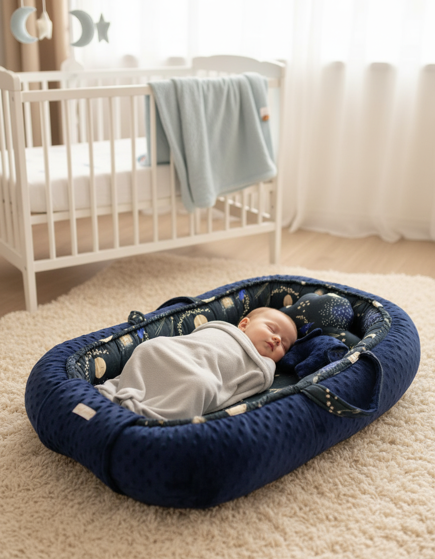 Handmade Baby Nest – Night Sky | Newborn Lounger for Crib