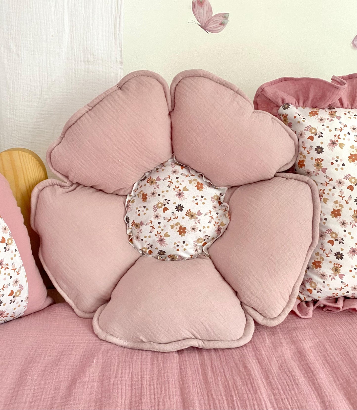 Kids Decorative Butterfly Pillow, Kids Room Decor Cushion with ruffles