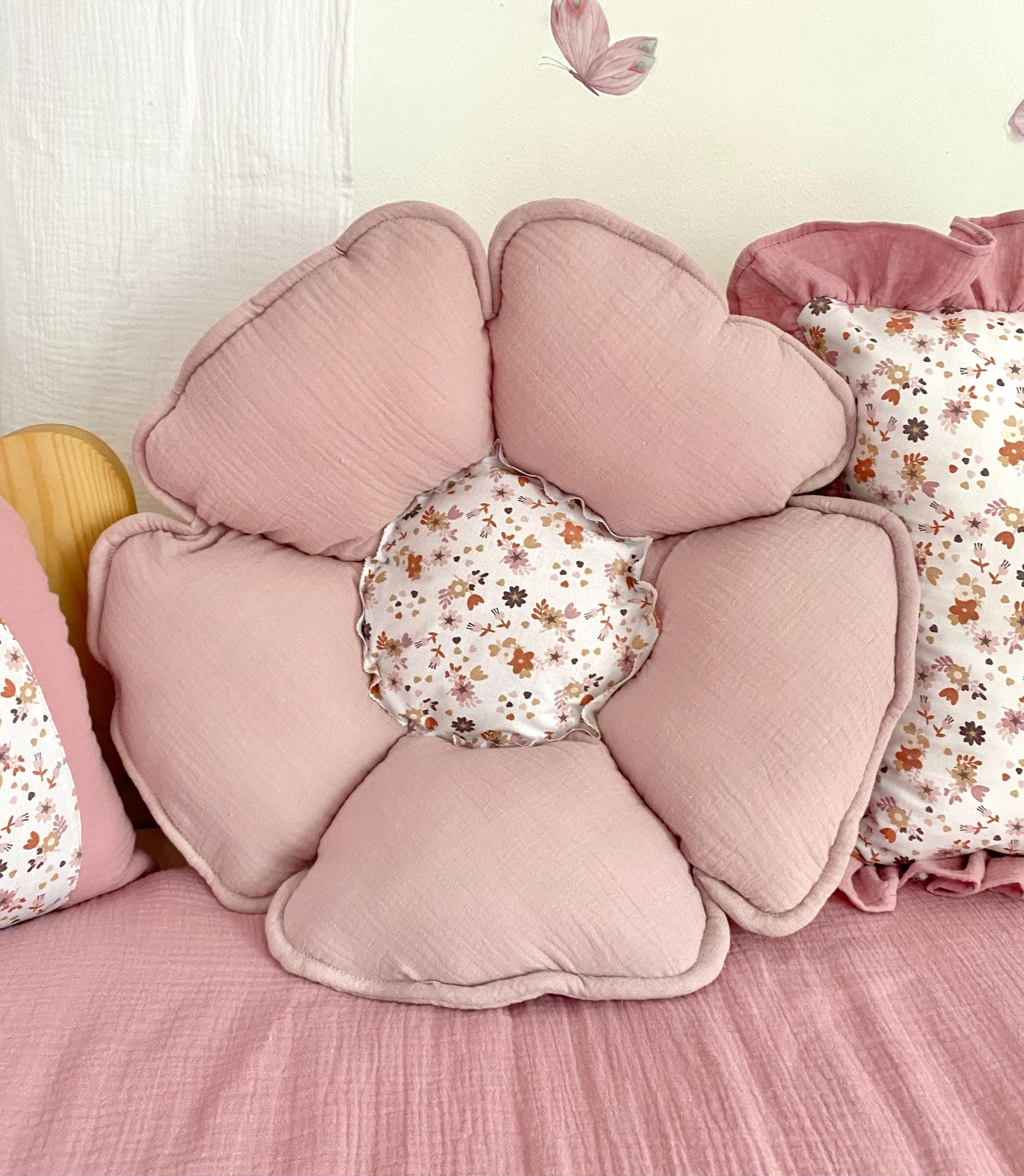 Kids Decorative Butterfly Pillow, Kids Room Decor Cushion with ruffles