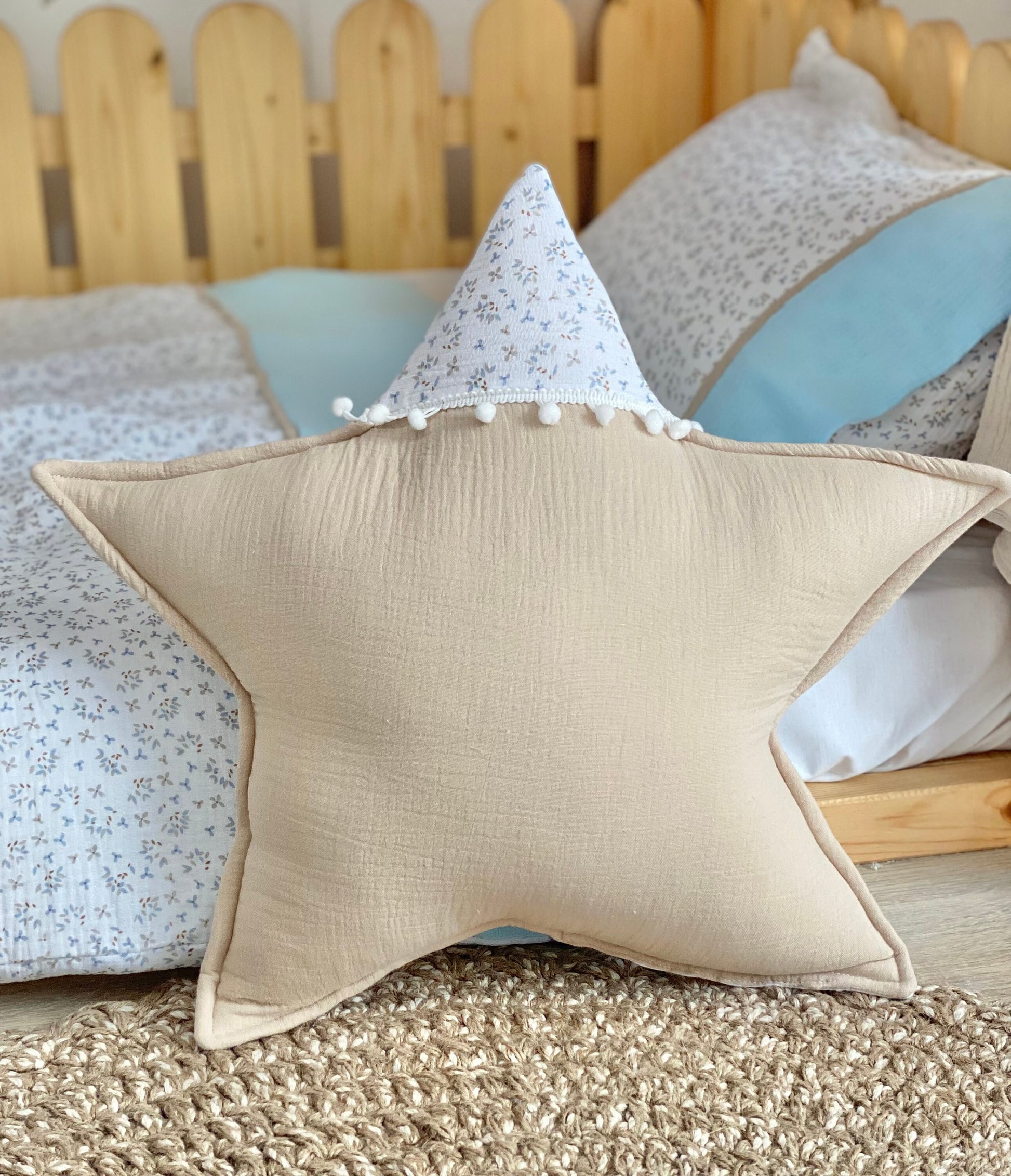 Kids Decorative Pillow Rainbow, Kids Room Decor Cushion Moon